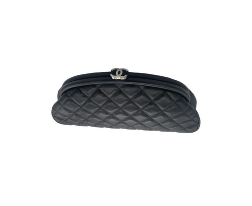 C H A N E L clutch in black caviar